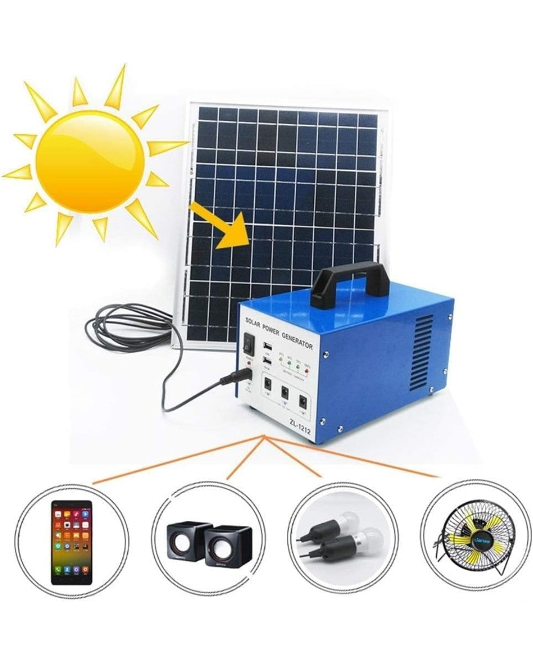 Mini centrale solaire Portable 12V, générateur, avec panneau solaire, Profitez de 4 lampes LED offertes gratuitement